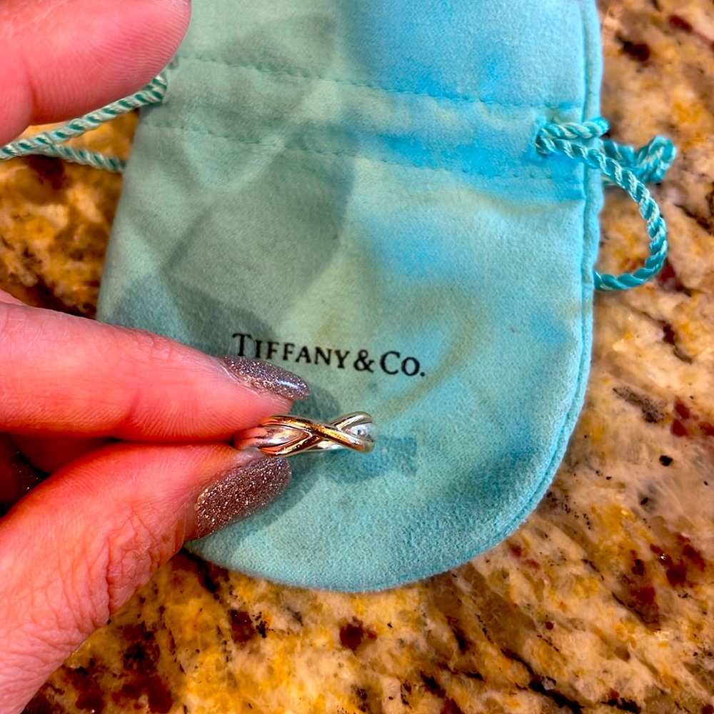 Tiffany infinity ring sterling and rose gold